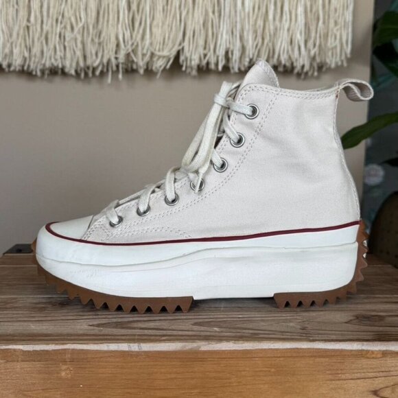 Converse Run Star Hike High in Parchment Gum Honey Platform Sneaker Size 7.5 - Picture 5 of 16